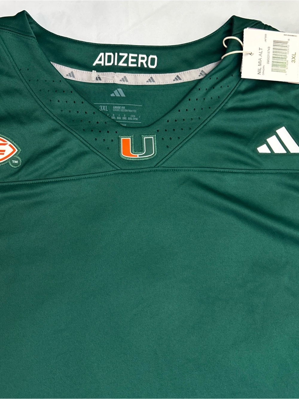 Adidas Aeroready Miami Hurricanes Football Jersey Blank Size 3XL  Green HC9942